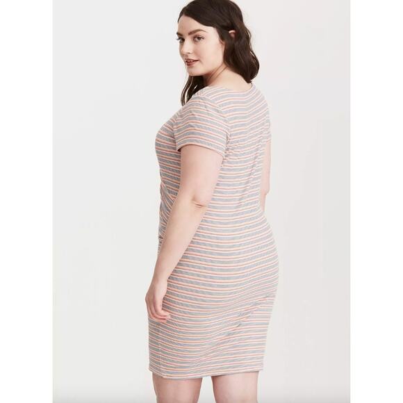Torrid Striped Ribbed Bodycon Dress Size 3X Scoop Neck Summer Casual Mulitcolor - Picture 3 of 11